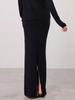 Ultra-Comfortable Knit Wool Blend High-Waist Fishtail Maxi Skirt with Back Slit