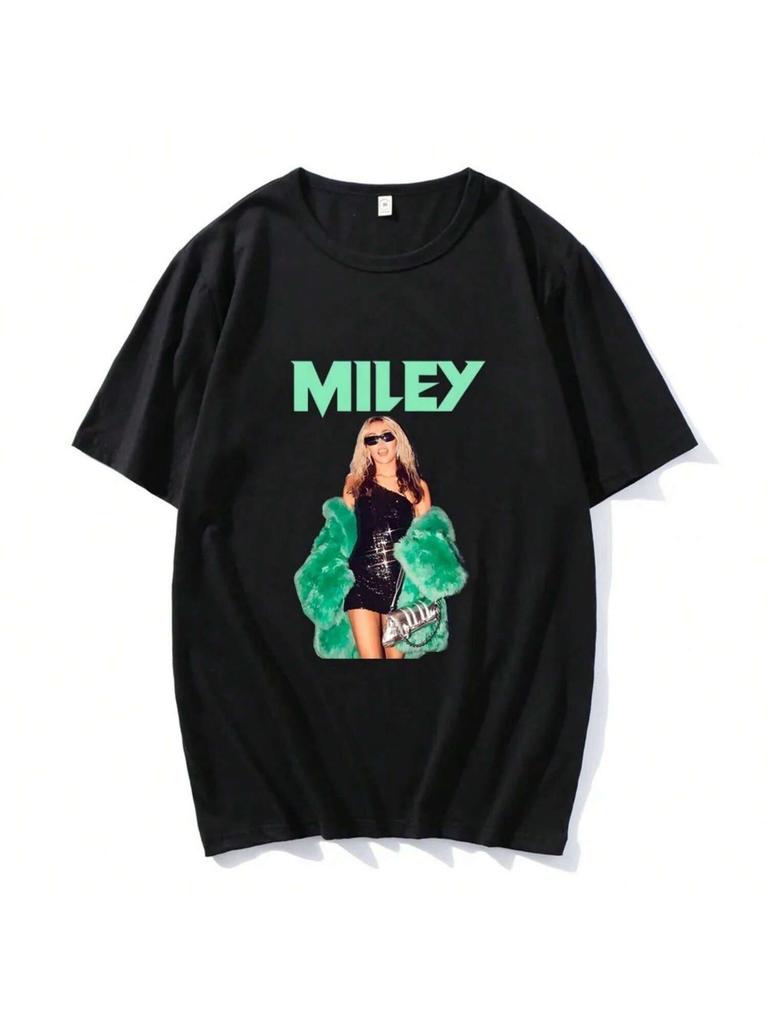 Miley Cyrus T-Shirt Short Sleeve Summer Cotton Tee-Shirt Casual Singer Graphic Printing Tshirts Hip Hop Streetwear Wounisex Unisex Tee