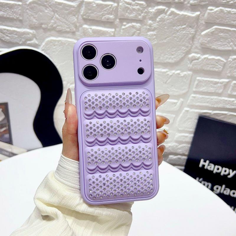 

Premium Macaron Rhinestone Sticker for iPhone 17 Pro Max Case: Elegant Drop-Protection for Apple 16 and Simple 15 15 Pro фиолетовый