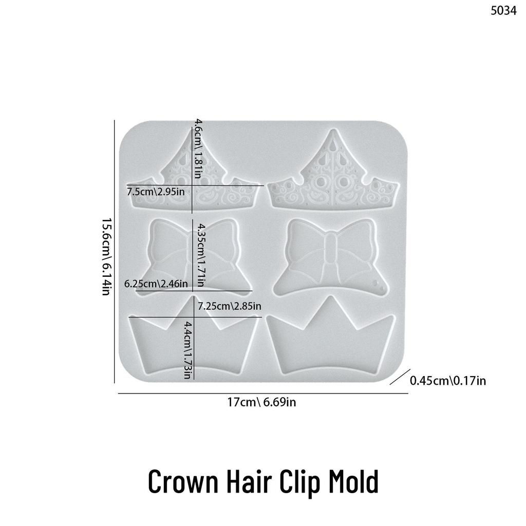 DIY Crystal Epoxy Hair Clip Mold: Cat, Bear, Crown, Butterfly, and Shark Clip Designs