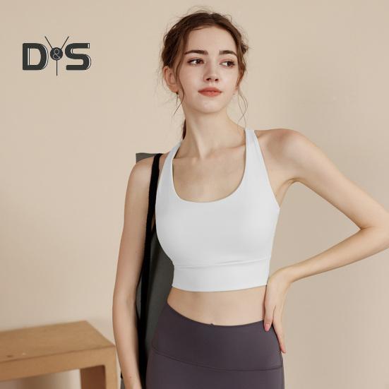 

Женский летний спортивный жилет с U-образным вырезом без рукавов, перекрещивающийся сзади, дизайн, камзол, сплошной цвет, противоударный жилет для бега, йоги L белый