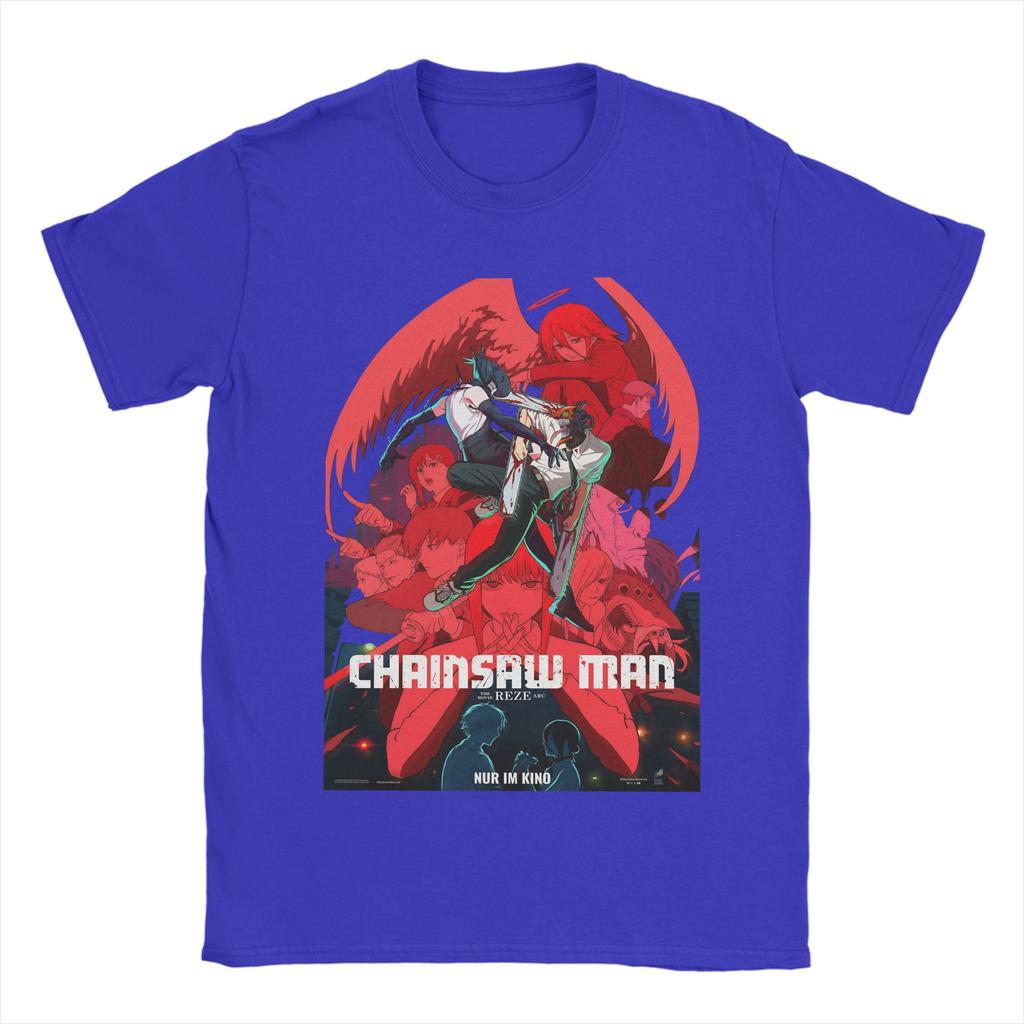 Anime Chainsaw Man T Shirt Kobeni Manga Denji Power Reze TShirts Short Sleeves Vintage Tops Summer Cotton Plus Size 5XL Clothes
