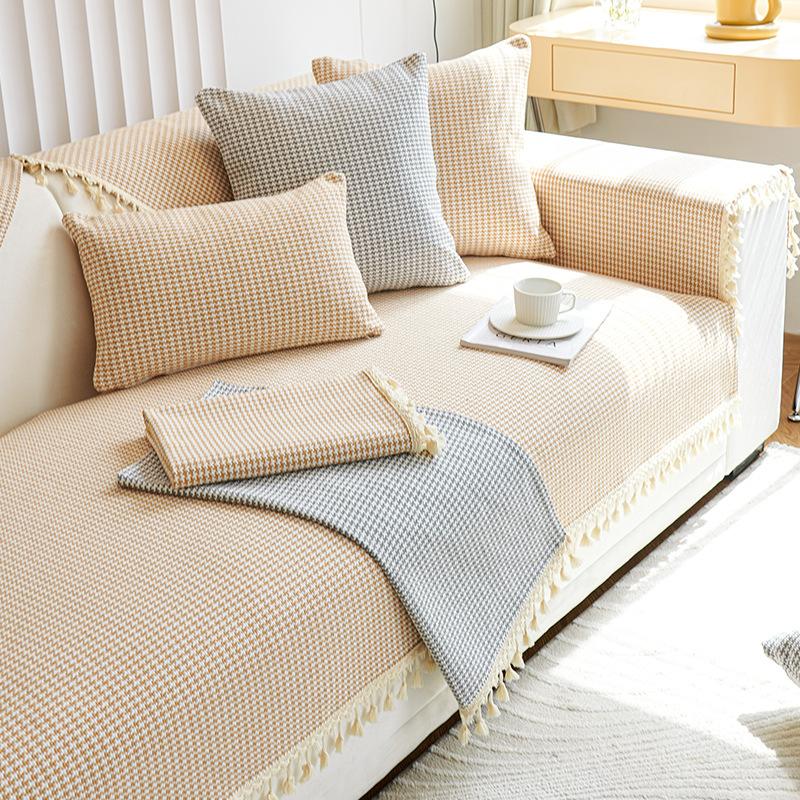 

Pure Cotton Sofa Cushion, Universal In All Seasons, Simple, Modern Non-Slip, Thousand Bird Grid Fashion Fabric Sofa Cover, Towel Cover Cotton Thread 70*70cm