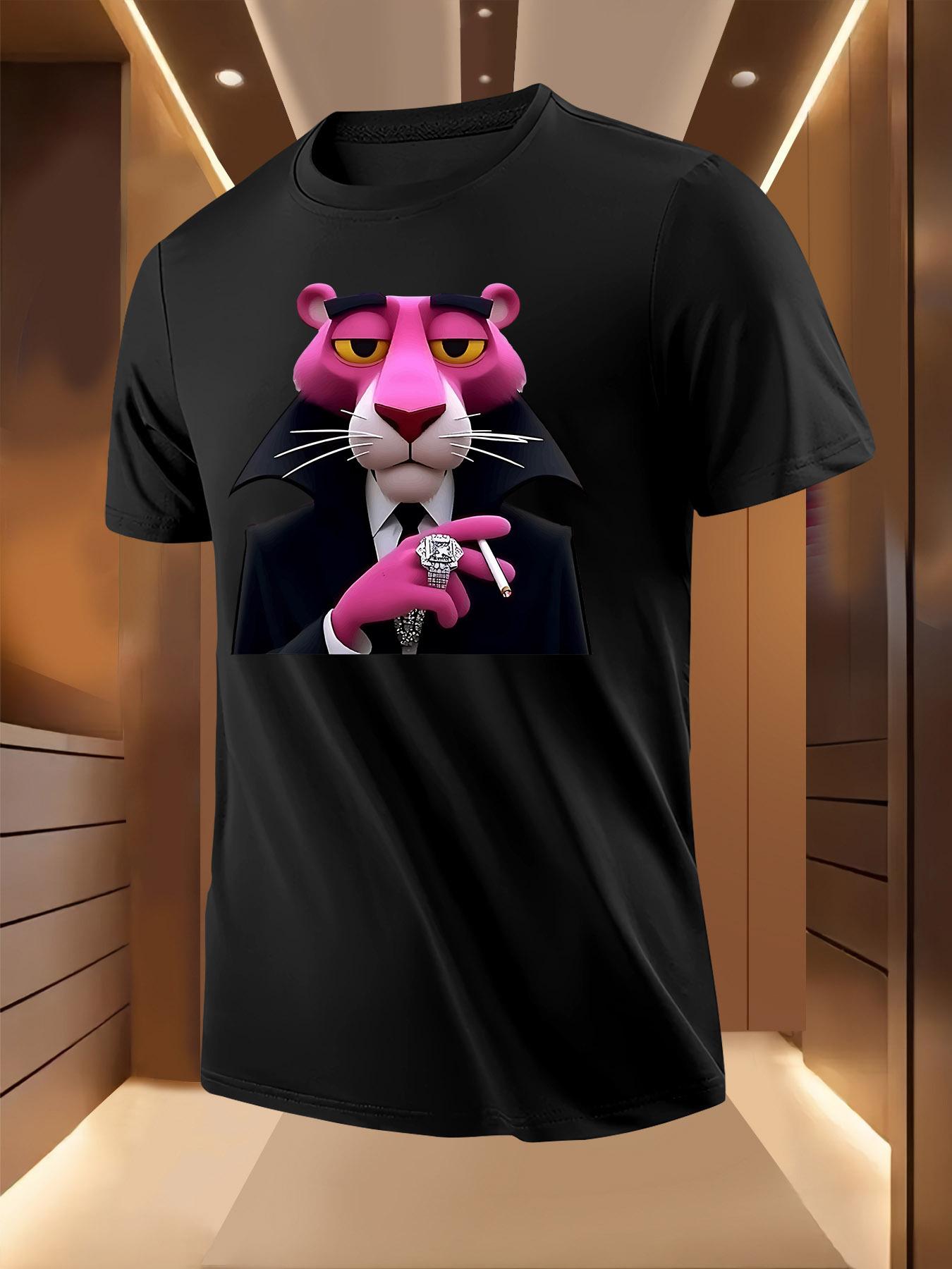 Light Yellow Tshirt - Bold Pink Panther Gentleman Graphic... L