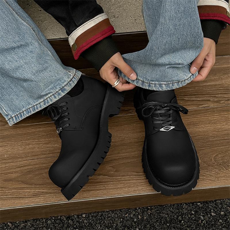 Thick-soled big-headed leather shoes for men and women couples, the same niche single shoes, casual height-increasing derby shoes 1036-J