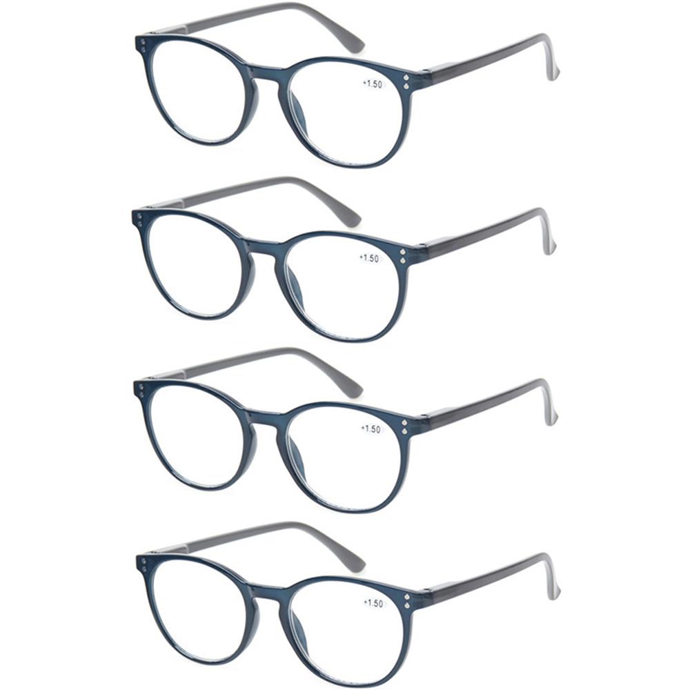

4 Pack Reading Eyeglasses For Men And Women Spring Hinge Oval Frame HD Prescription Eyeglasses Reader Power 0~600 3