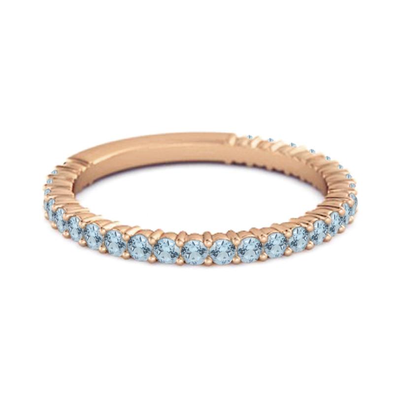 Blue Topaz Eternity Band Ring -925 Sterling Silver Rose Gold Vermeil