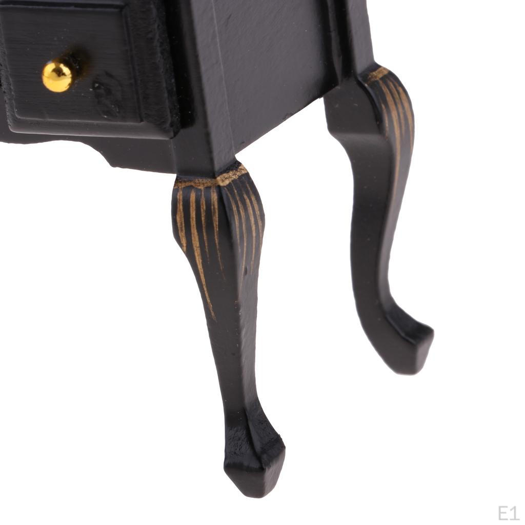 1/12 Miniature Doll House Furniture Vintage Wooden Table Desk with 3 Drawers Dollhouse Accessories