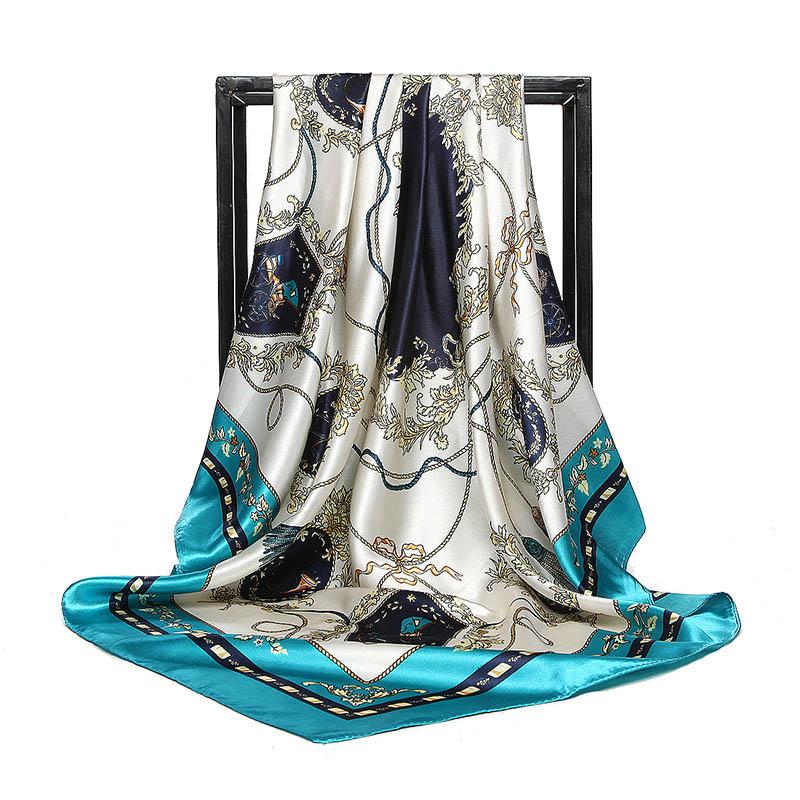 New Women Silk Scarf For Neck Hair Designer Bag Warp Soft Neckerchief Hijab Headscarf Female Foulard Print Paisley Scarf 90*90cm