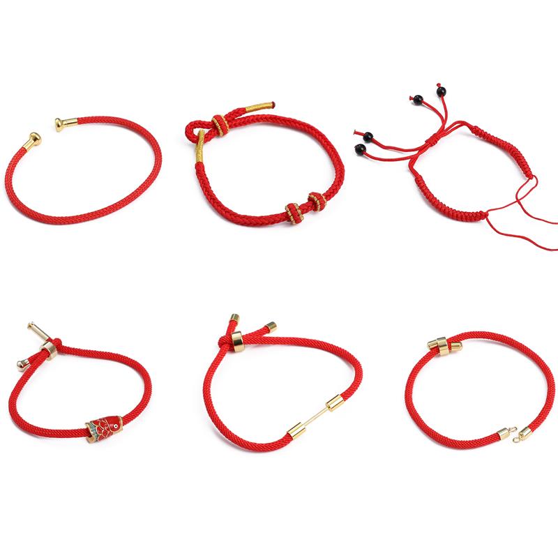 Halvferdig Justerbart Flettet Rødt Tau For DIY Smykkefremstilling Perling Armbånd