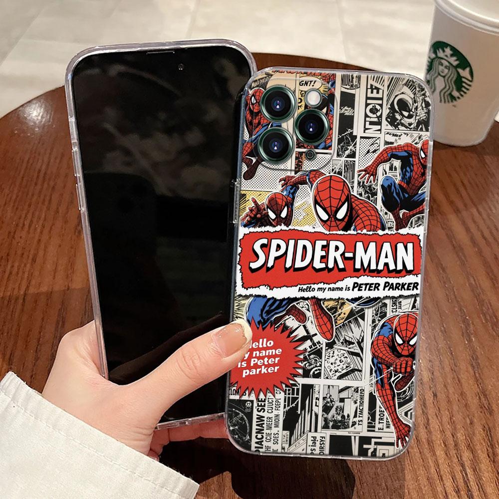 Spiderman Marvel Transparent Phone Case For iPhone 17 Pro Max 17E 11 12 13 14 15 16 Pro Max 15 Plus 17 Air 16E 7 XS Soft Cover
