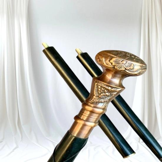 Brass Handle Victorian Walking Stick Antique Style Gentleman Cane Nice Gift Collectible