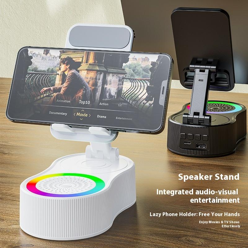 360 Rotary with Lifting Mobile Phone Holder Power Bank Bluetooth Speaker Mini Portable Ambient Light Audio