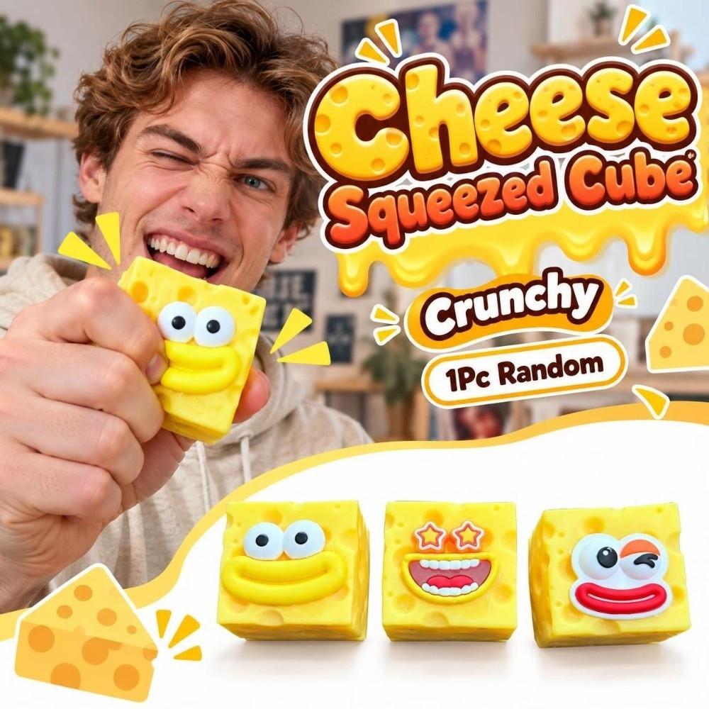 Crunchy Cheese Squeezed Cube Sausage Mouth Cheese Fidget Toy Handmade Ball Children's Gifts