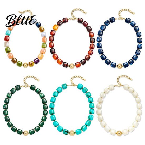 Beautiful Beaded Choker Chunky Colorful Resin Beads Necklace Boho Everyday