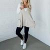 Yousheng Women Sweater V-neck Sleeveless Solid Color Knitting Vest with Pockets Ribbed Trim Loose Fit Mid-length Casual Knitwear