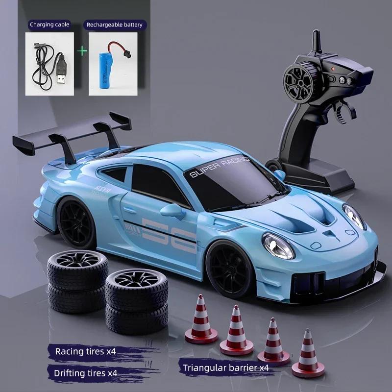 2.4G 1:24 RC Drift Car LED Light 4WD Remote Control Racing Cars Vehicle Toy Electric Sports Car Model Boys Competition Race Game