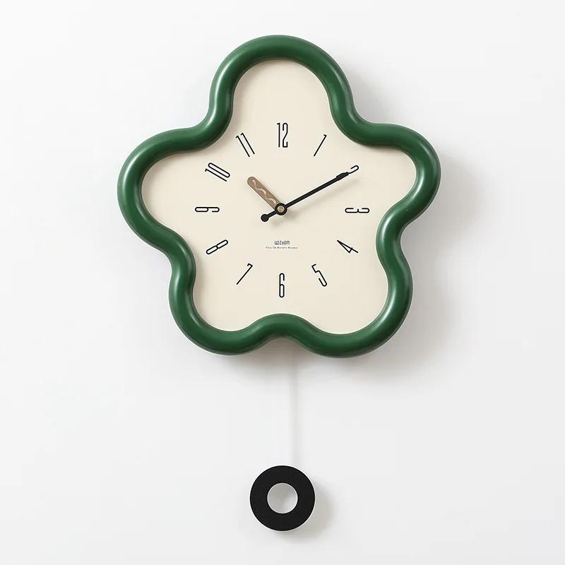 Cream Style Living Room Wall Clock Minimalist Digital Clock Restaurant Creative Swinging Digital Wall Clock Home Decoration