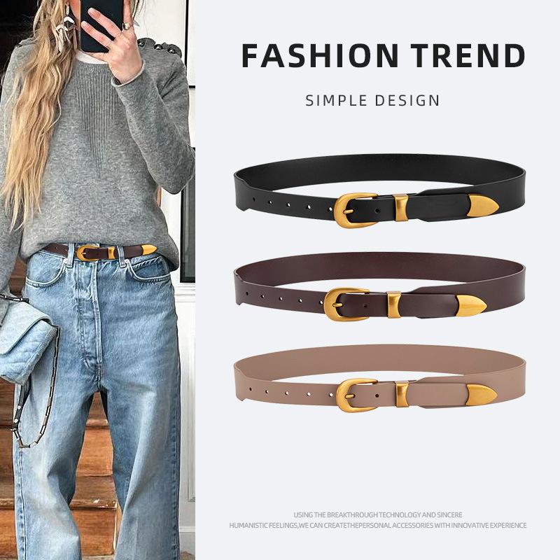 

Leather Women S Belt Pin Buckle Skirt Jeans Premium Decorative Belt Women S 105cm