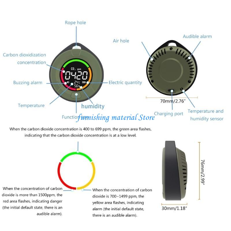 Y5GD Carbon Dioxide Meter with Temperature Humidity Meter CO2 Alarm Digital Display