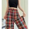 Red Retro Plaid Pants Women's New Spring and Summer Slim Casual Straight Pants Lazy Loose Wide-leg Pants