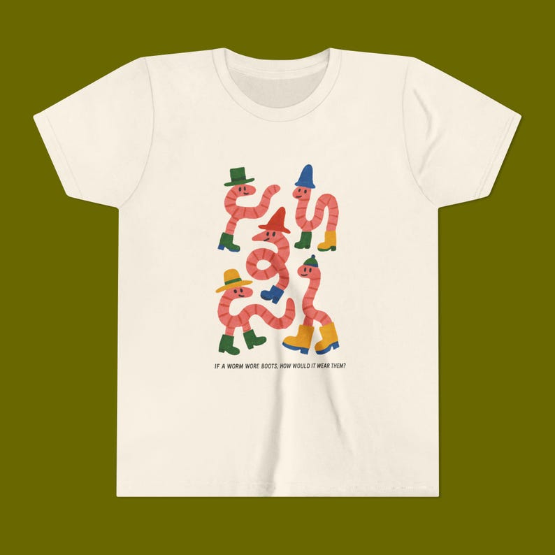 Whimsical Dancing Worms Toddler Tee | Colorful Hat Characters 130