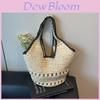 Summer Woven Beach Bag With Magnetic Closure For Casual Day Use