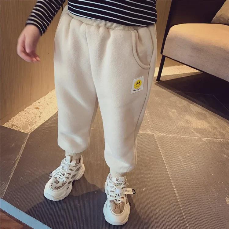 Kids' Winter Lambskin Fleece Pants: Thick, Warm Casual Sportswear for Boys & Girls