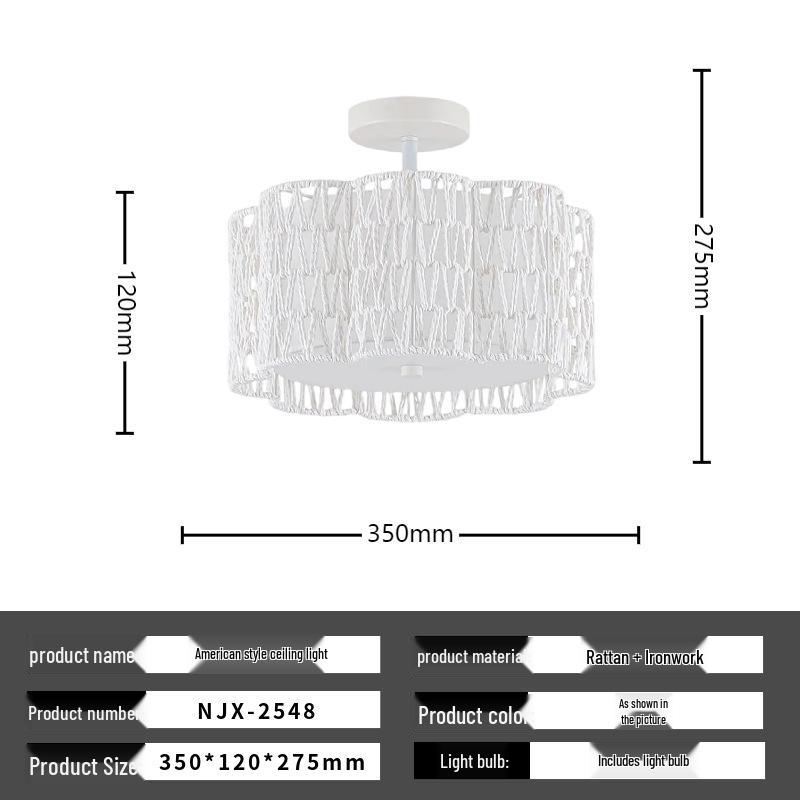 Bohemian Rattan Ceiling Light for European-Style Bedrooms & Hallways