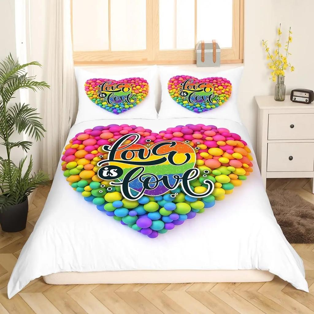 Dopamine Rainbow Stripe 3D Printed Duvet Cover Colorful Printed Bedding Light Luxury 3 Piece Set With 2 Pillowcases No Quilt