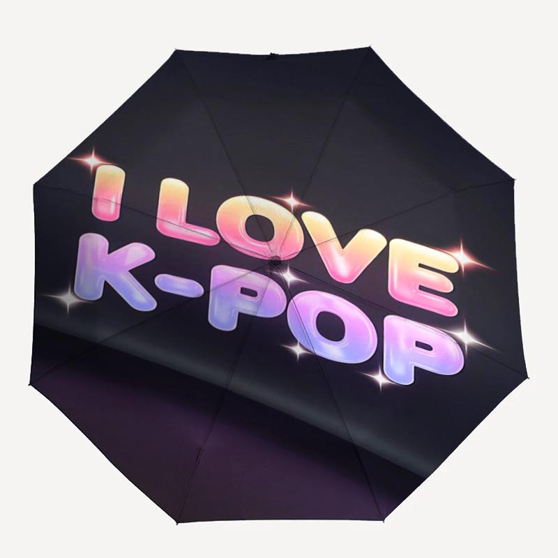 

1PC KPop Fan Automatic Open/Close, 8-Rib Durable Frame Compact Travel Umbrella for Men & Women S1222029