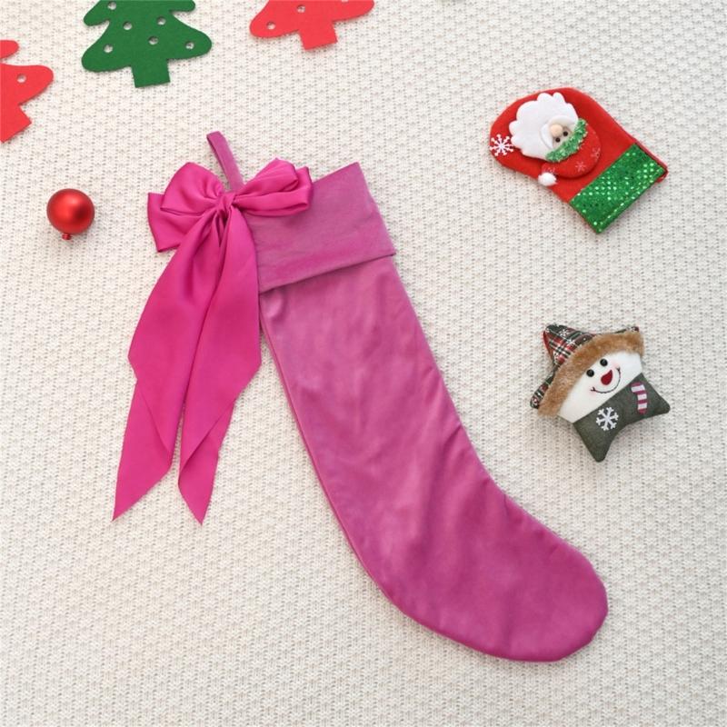 Christmas Tree Ornament Bows Christmas Stockings Gift Bag Christmas Hanging Socks For Fireplaces Door Decoration