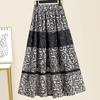 Ta Chi Lace Patchwork Chiffon Floral A-Line Skirt