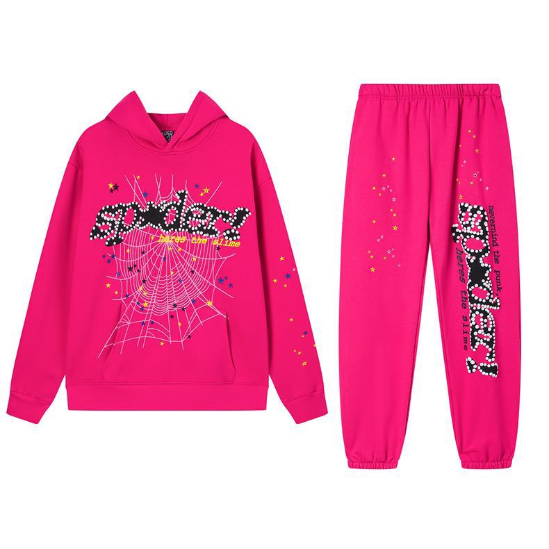 American SP5DER Spider Web Hoodie & Young Thub Trousers Sports Set for Men & Women
