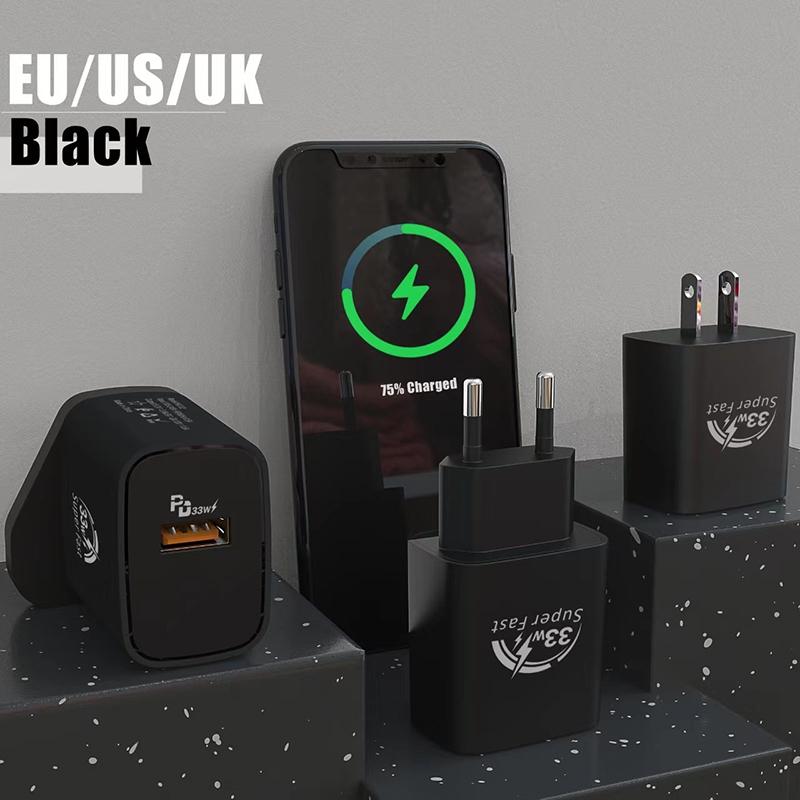 33W Usb Phone Charger Pd Fast Charging Power Adapter For Iphone For Ipad For Samsung Huawei Xiaomi Tablet Wall Eu/Us/Uk Plug