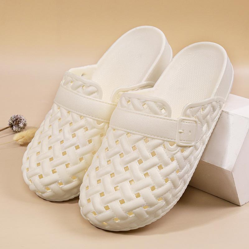 Summer Women's Shoes Hole Shoes Bag Head Slippers Non-slip Hollow Beach Shoes Bathroom Fashion Home Wear Waterproof Super Soft