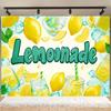 A Vibrant Lemonade Stand Decoration with a Background Cloth Is Perfect for Shooting Holiday Party Photos and Party Banners