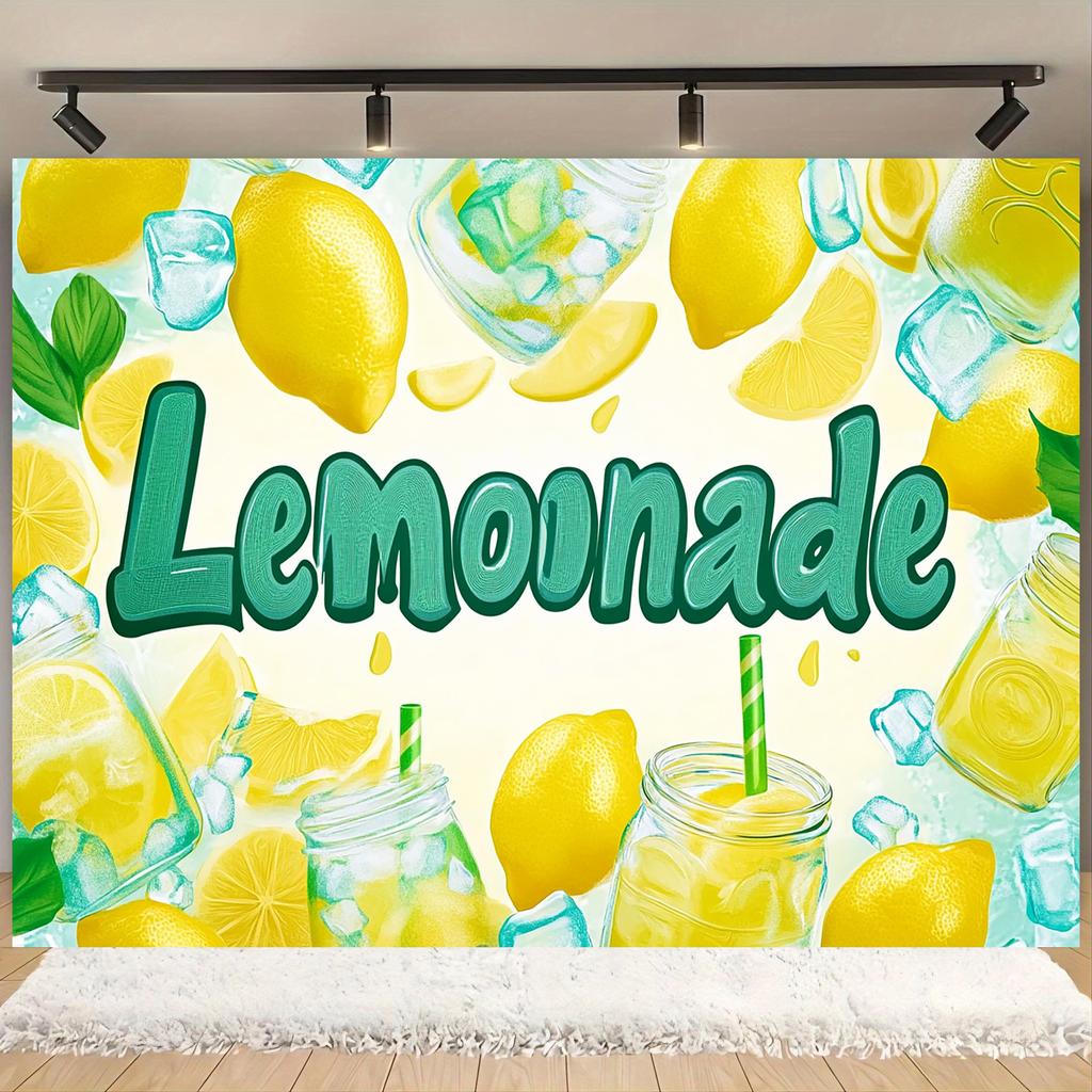 Una vivace decorazione per stand di limonata con un telo di sfondo è perfetta per scattare foto di feste di vacanza e banner per feste