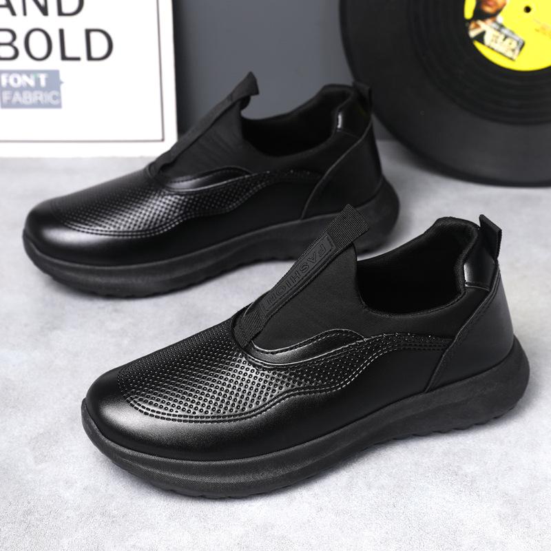 

Мужские повседневные кожаные туфли Four Seasons Internet Celebrity, дышащие туфли на толстой подошве, низкие мужские туфли с круглым носком, мягкие повседневные спортивные туфли 45