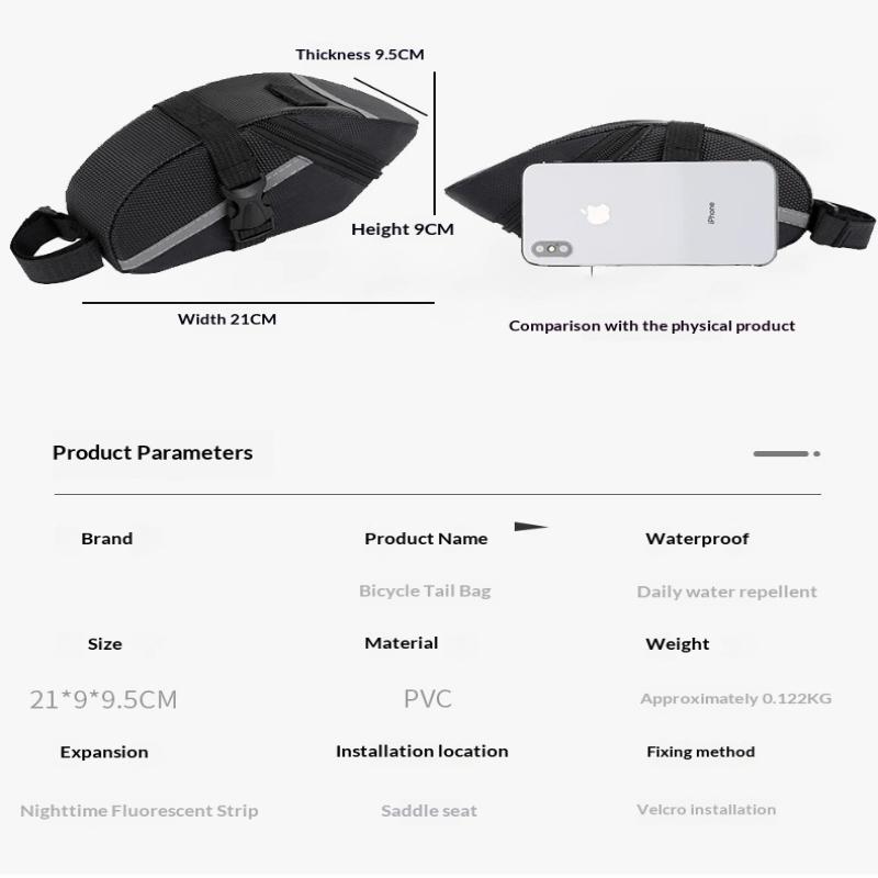 Durable Waterproof Bicycle Rear Bag Universal Tail Design 1PC for Mountain Biking