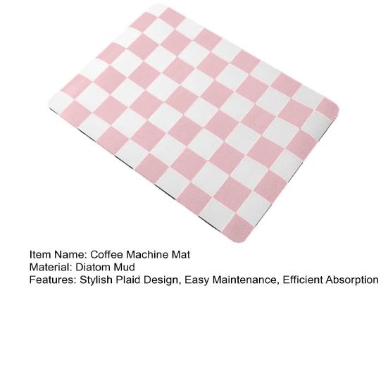 Plaid Coffee Machine Mat Absorbent Diatom Mud Drying Pad Easy-care Dining Table Mat Non-Slip Kitchen Bar Accessory
