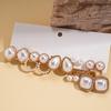 Ten-piece Set of Diamond-set Imitation Pearl Water Drop Geometric Stud Earrings, Elegant Temperament and Versatile Earrings