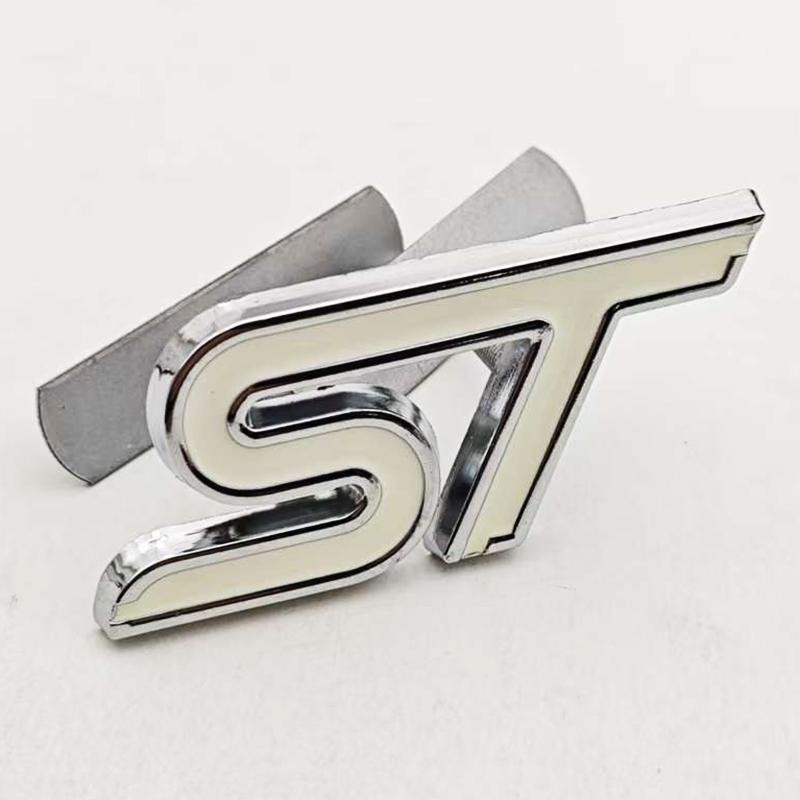 XXUI3 3D Metal Styling ST Logo Car Front Grille Badge Rear Trunk Emblem For Ford Focus Edge Explorer Mondeo Fiesta Escape Accessories