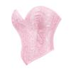 Pink Floral Strapless Boned Corset Top Women Waist Cinching Shapewear Bustier