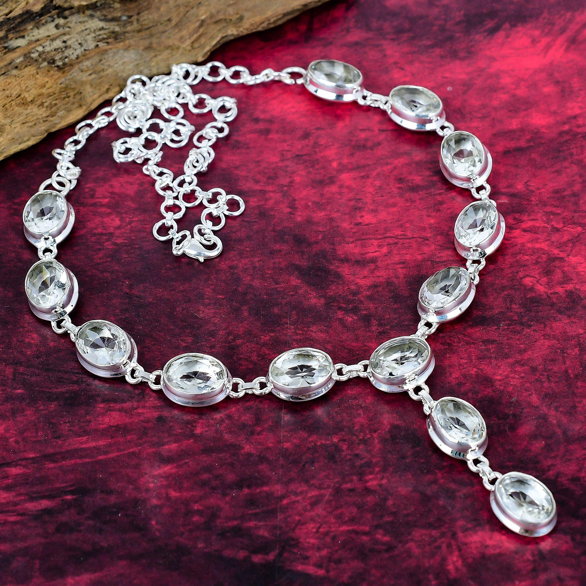 

Ожерелье из белого топаза ручной работы, ожерелье из стерлингового серебра 925 пробы, антикварные украшения, подарок для любви белый