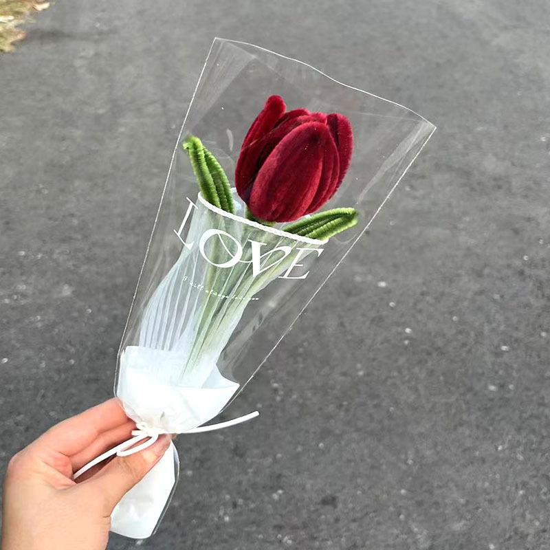 Finished Tulip Twisted Rod Braided Flowers Bouquet Hand Woven Artificial Fake Flower Wedding Bouquet Handicrafts Birthday Gifts