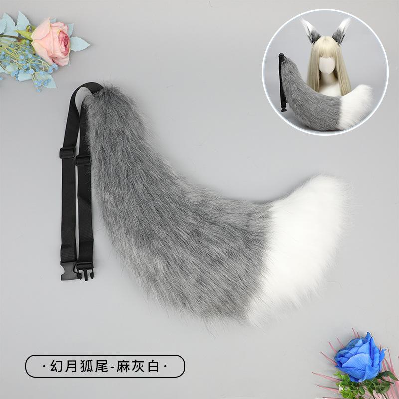 Accessori cosplay in peluche con orecchie e coda di animale grandi fatti a mano per dropshipping accessori coda di volpe coda di lupo