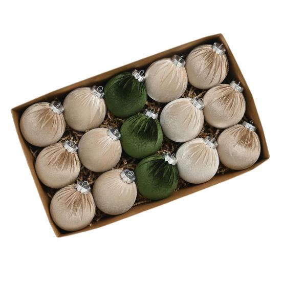 15 Pcs Velvet Christmas Balls Shatterproof Flocked Xmas Tree Hanging Ball Ornaments Festive Home Party Baubles for Christmas Wedding