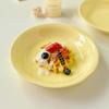 Cream Ceramic Dessert Plate - Solid Color Tableware for Home & Snacks