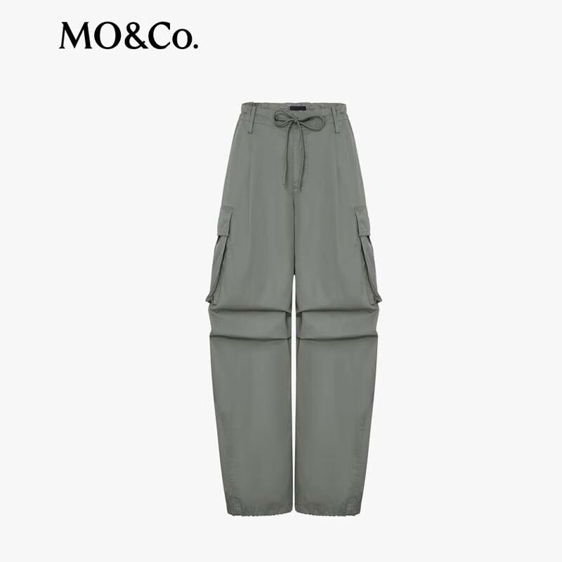 MO&Co. Women's High-Waisted Cargo Parachute Pants